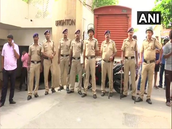 Security has been heightened outside Maharashtra Deputy CM Ajit Pawar's brother residence in Mumbai on Saturday. (Photo/ANI)