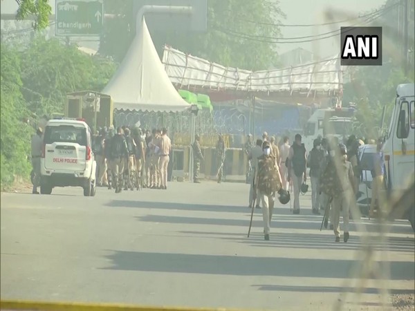 Visual of security arrangements at Delhi's Singhu border. (Photo/ANI)