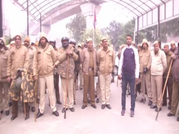 Police personnel and paramilitary forces deployed in sensitive areas across Northeast Delhi on Friday. Photo/ANI