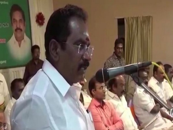 Tamil Nadu Minister for Co-operation Sellur Raju making a speech at Madurai on Thursday. Photo/ANI