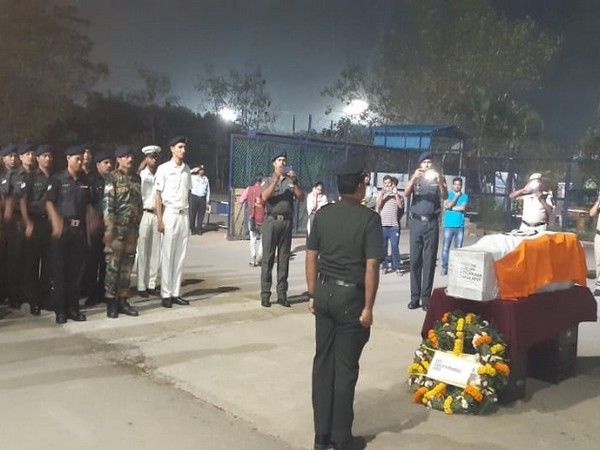 A visual from the floral tribute in Visakhapatnam. Photo/ANI