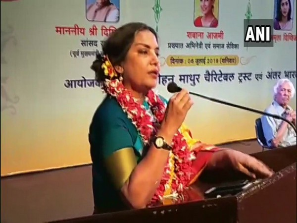 Veteran actor Shabana Azmi while speaking at an event in Indore, Madhya Pradesh on Saturday. Photo/ANI