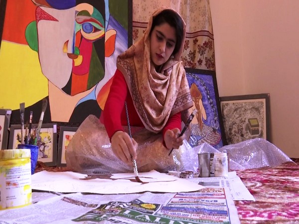 Shafiya Shafi has showcased her talent at the national level with paintings depicting the life of women. (Photo/ANI)