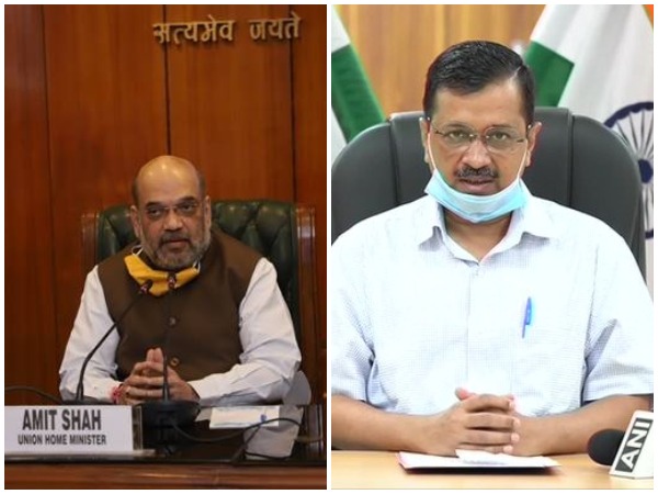 Union Home Minister Amit Shah (left) and Delhi CM Arvind Kejriwal (right)