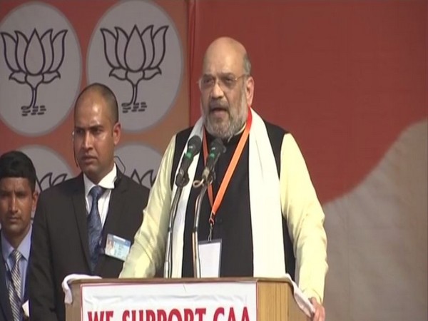Union Home Minister Amit Shah speaking at an event conducted by BJP in Lucknow on Tuesday. Photo/ANI