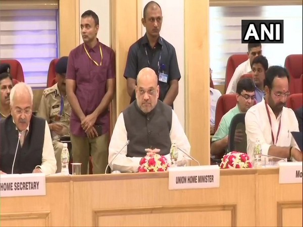 Union Home Minister Amit Shah at the meeting in New Delhi on Monday. Photo/ANI