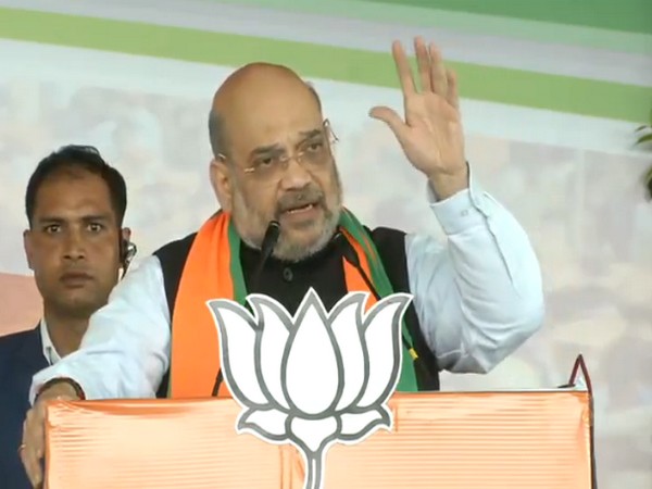 Union Home Minister Amit Shah addressing a poll rally at Poreyahat in Jharkhand on Monday. Photo/ANI