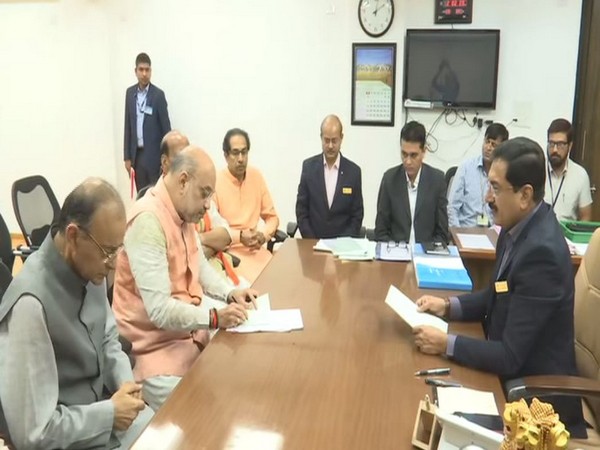 BJP president Amit Shah filing nomination papers for Gandhinagar parliamnetary constituency on Saturday. Photo/ANI