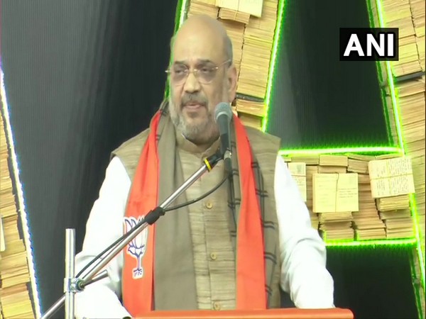 Union Home Minister Amit Shah addressing an event at Vadodara in Gujarat on Saturday. (Photo/ANI)