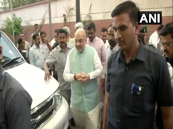 Union Home Minister Amit Shah at BJP headquarters in New Delhi on Saturday. Photo/ANI
