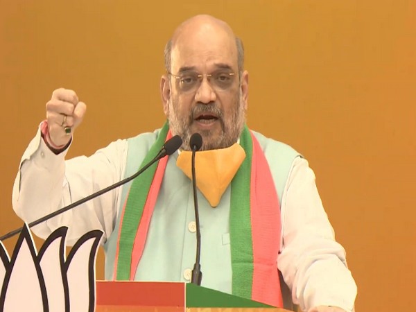 Union Home Minister Amit Shah addressing 'Bihar Jansamvad' virtual rally in Patna on Sunday. Photo/ANI