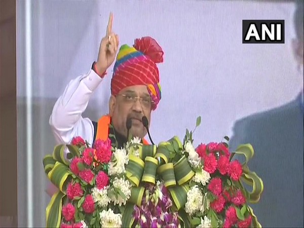 Union Home Minister Amit Shah addressing a rally in Jodhpur on Friday. (Photo/ANI)