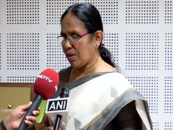 Kerala Health Minister KK Shailaja speaking to reporters on Tuesday. Photo/ANI