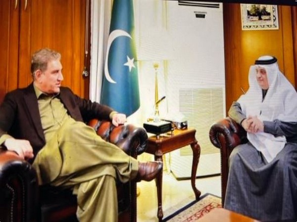 Pakistan's Foreign minister Shah Mahmood Qureshi sitting in disrespectful position during his meeting with a Saudi Arabian ambassador Nawaf bin Said Al-Malki. (Photo Credit - Twitter)