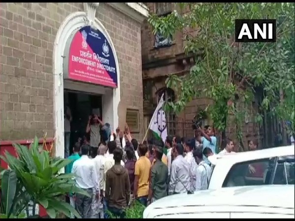 NCP workers protest outside ED office. (Photo/ANI)