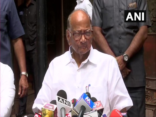 NCP chief Sharad Pawar speaking to media persons in Mumbai on Monday.