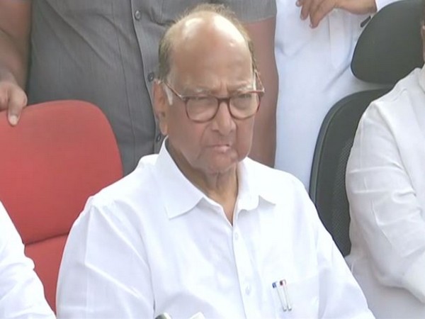 NCP chief Sharad Pawar speaking to reporters in Mumbai on Tuesday. Photo/ANI