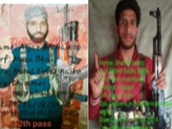 Two terrorists who were encountered by security forces in Kulgam on Saturday. Photo/ANI