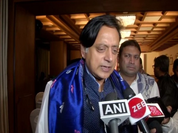 Congress leader Shashi Tharoor speaking to reporters in Kolkata on Saturday. Photo/ANI