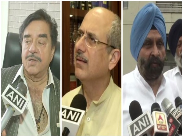 Congress leader Shatrughan Sinha (File photo), BJP spokesperson Nalin Kohli and SAD leader Maheshinder Singh