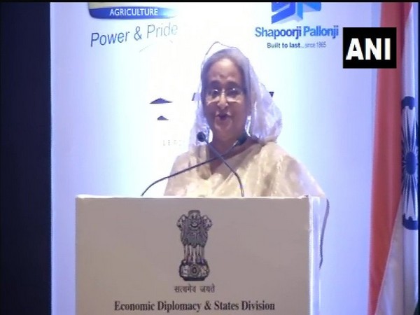 Bangladesh Prime Minister Sheikh Hasina addressing at the India-Bangladesh Business Forum on Friday.