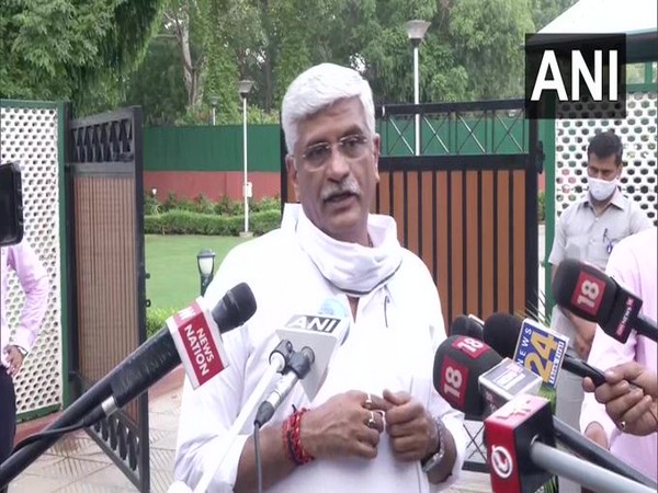 Union Minister and MP from Jodhpur Gajendra Singh Shekhawat speaking to reporters on Tuesday.