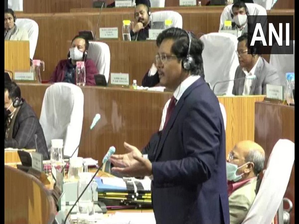 Meghalaya Chief Minister Conrad Sangma addressing the state assembly during the no confidence motion on Wednesday. (Photo/ANI)