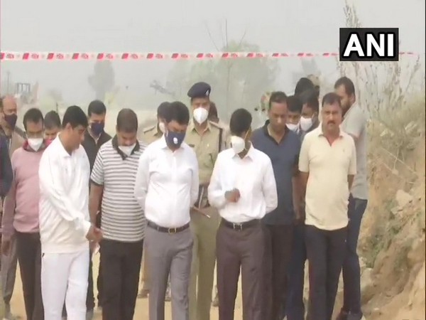 Police and officials inspected the blast site in Hunasodu village in Shivamogga on Friday.