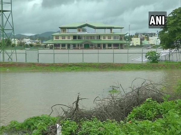 Visual from the flooded KSCA Navule Stadium on Saturday. Photo/ANI