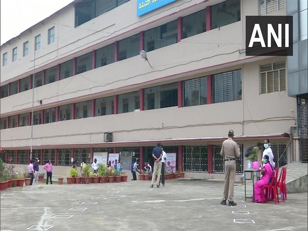 With precautionary measures in place, students appear for SSLC board exams in Karnataka. (Photo/ANI)