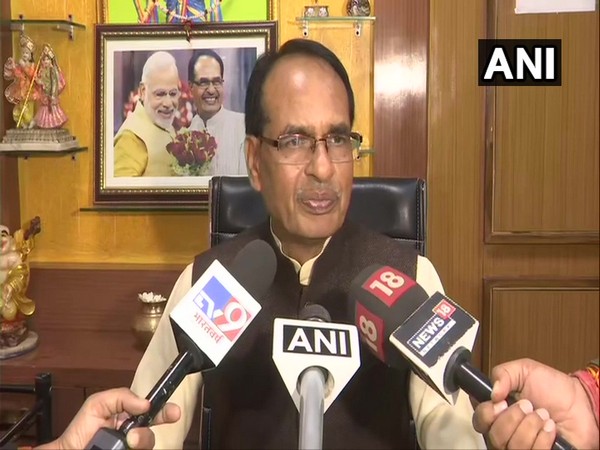 BJP leader Shivraj Singh Chouhan speaking to reporters in Bhopal.
