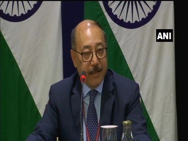 India Foreign Secretary Harsh Vardhan Shringla addressing a press conference following the India and US delegation-level talks in New Delhi on Tuesday. Photo/ANI