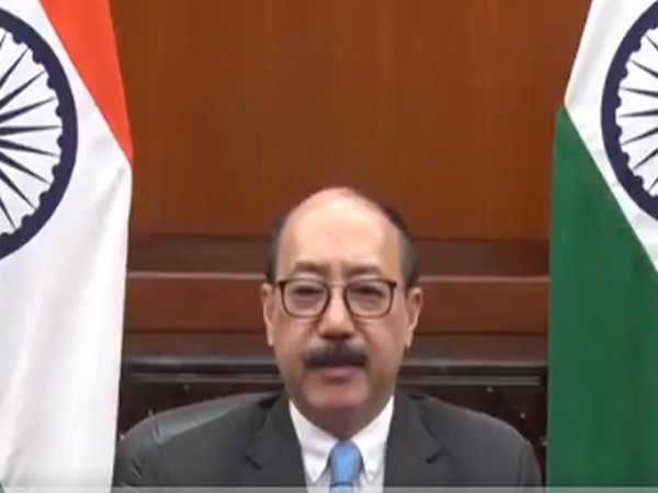 Foreign Secretary Harsh Vardhan Shringla speaking at the United Nations on Friday. [Photo: India at UN]