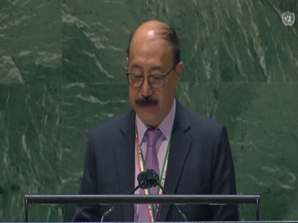 Foreign Secretary Harsh Vardhan Shringla speaking at UNGA on The International Day for Total Elimination of Nuclear Weapons. (ANI)