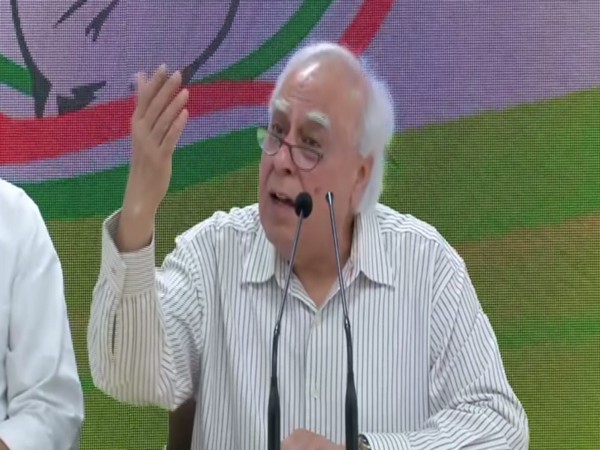 Senior Congress leader Kapil Sibal addressing a press conference on Saturday. Photo/ANI