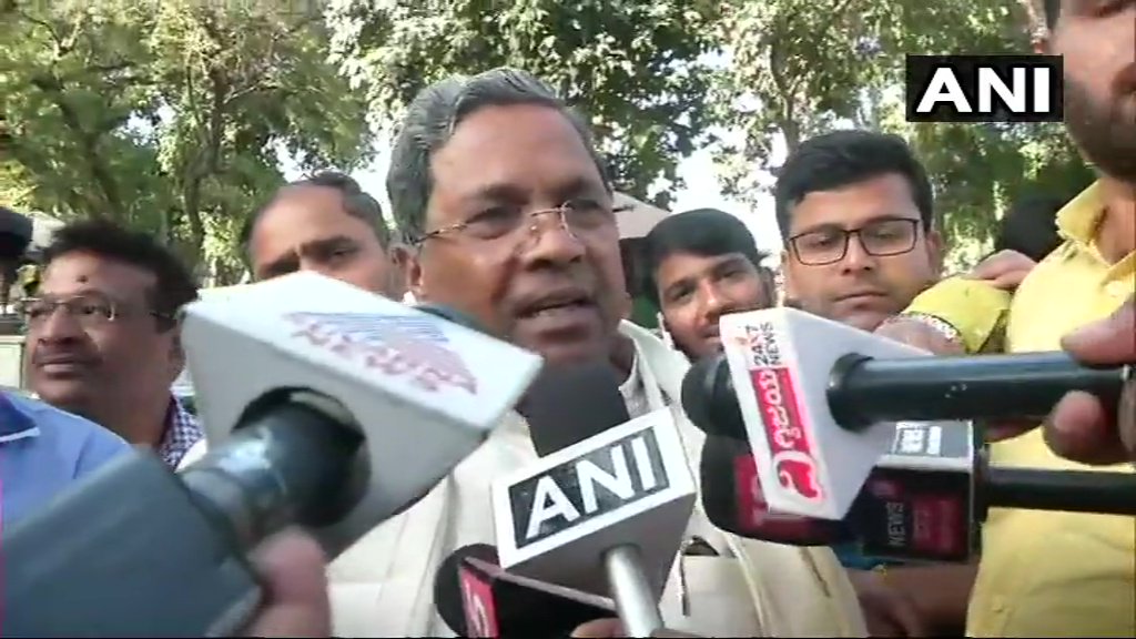 Former Karnataka chief minister Siddaramaiah speaking to reporters in Bengaluru on Friday.