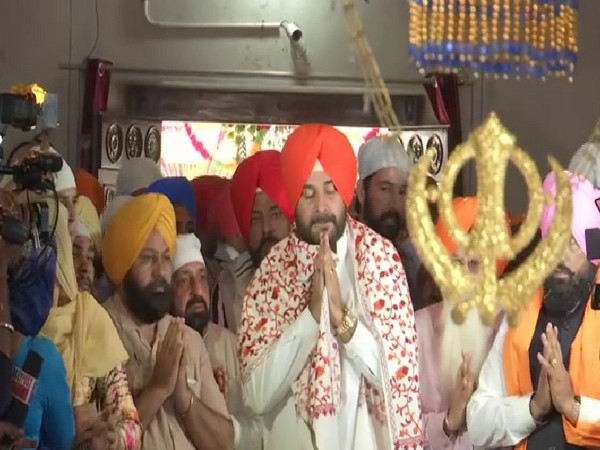 Congress leader Navjot Singh Sidhu offering prayers in Gurdwara Sri Nanaksar Sahib Verka on Tuesday.