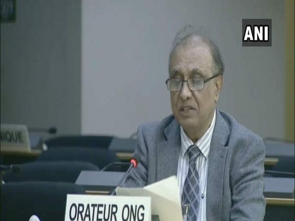 Secretary-General of World Sindhi Congress, Lakhu Luhana speaking at the United Nations on Thursday.