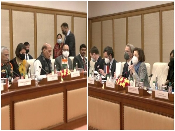 Defence Minister Rajnath Singh with French counterpart Florence Parly. (ANI)