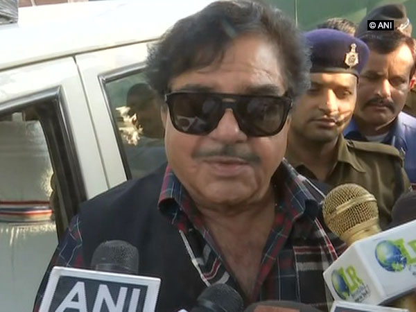 MP Shatrughan Sinha speaking to reporters in Patna on Thursday.