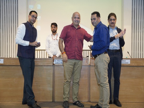 Delhi Deputy Chief Minister Manish Sisodia launching 'Shramik Mitra' programme (Photo/ANI)