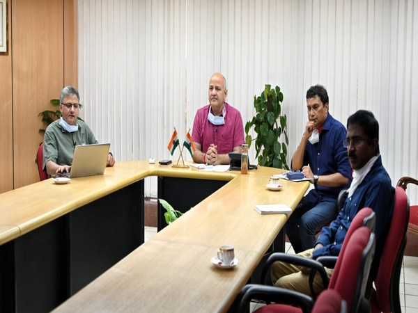 Deputy Chief Minister and Education Minister of Delhi Manish Sisodia chair a meet with Maharashtra Educational teams via video conference on Thursday. Photo/ANI
