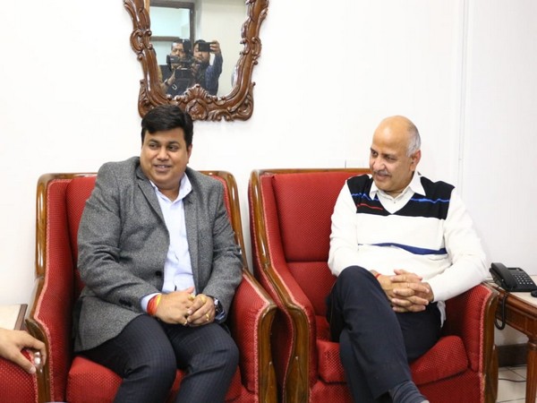 Delhi Deputy CM Manish Sisodia with Maharashtra Education minister Uday Samant in New Delhi. Photo/ANI