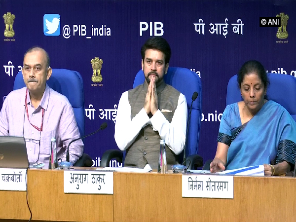Finance Minister Nirmala Sitharaman addressing a press conference in New Delhi on Saturday (Photo/ANI)