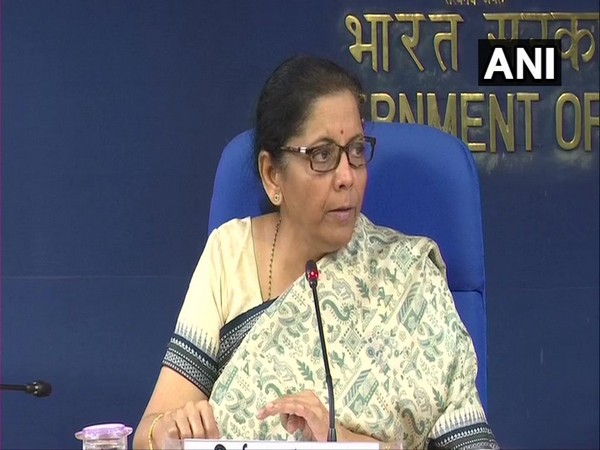 Finance Minister Nirmala Sitharama talking to reporters in New Delhi on Wednesday. Photo/ANI