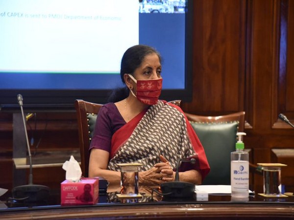Union Finance Minister Nirmala Sitharaman interacting with heads of 23 CPSEs on Tuesday. Photo/ANI