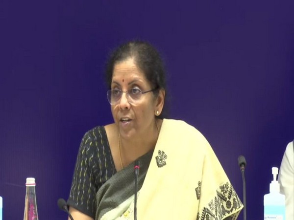 Finance Minister Nirmala Sitharaman speaking to reporters in New Delhi on Saturday. Photo/ANI