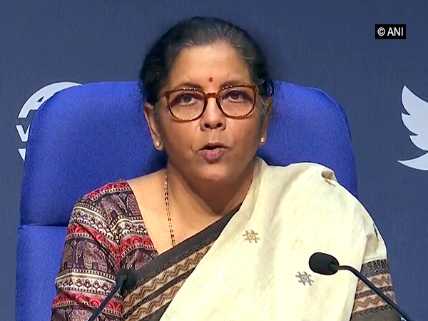 Finance Minister Nirmala Sitharaman during a press conference in New Delhi on Saturday.     Photo/ANI