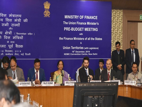 Finance Minister Nirmala Sitharaman holding pre-Budget consultation meeting with Finance Ministers of States and UTs in New Delhi on Wednesday. Photo/ANI