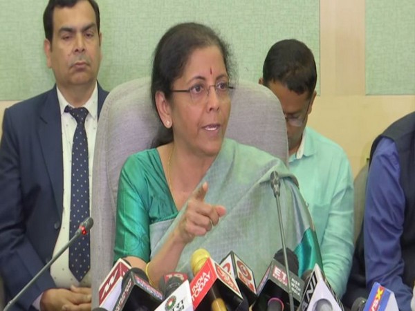 Union Finance Minister Nirmala Sitharaman speaking to reporters in New Delhi on Friday (Photo:ANI)